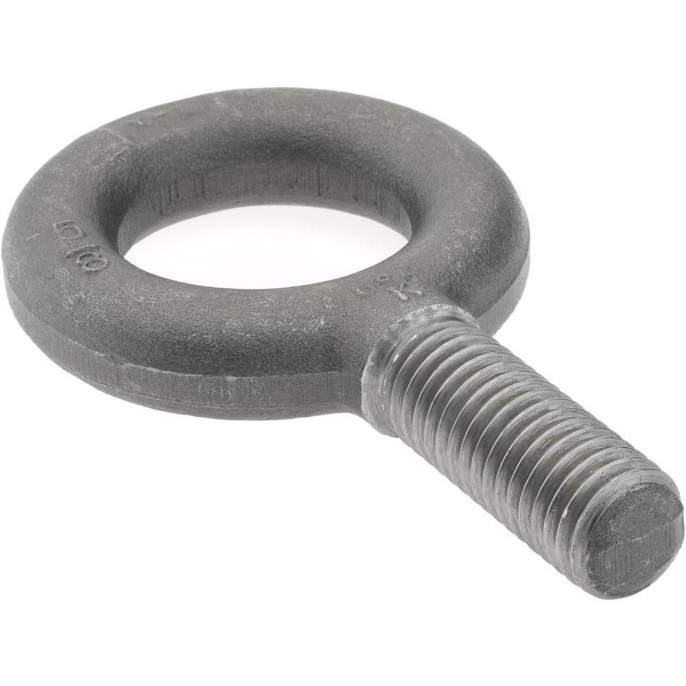 Made in USA - Fixed Lifting Eye Bolt: With Shoulder, 4,000 lb Capacity,  5/8-11 Thread, Grade 1030 Steel