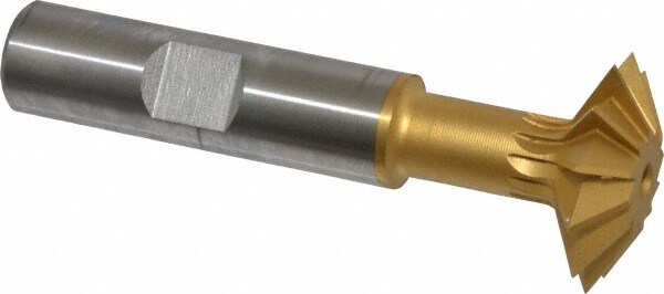 Made in USA SDA100-60-TIN Double Angle Milling Cutter: 60 °, 1" Cut Dia, 5/16" Cut Width, 1/2" Shank Dia, High Speed Steel Image