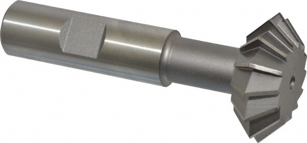 Double Angle Milling Cutter: 90 °, 1-3/8" Cut Dia, 1/2" Cut Width, 5/8" Shank Dia, High Speed Steel