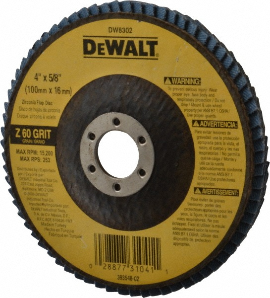 DeWALT 4" 60 Grit 5/8" Center Hole Type 27 Zirconia Alumina Flap Disc