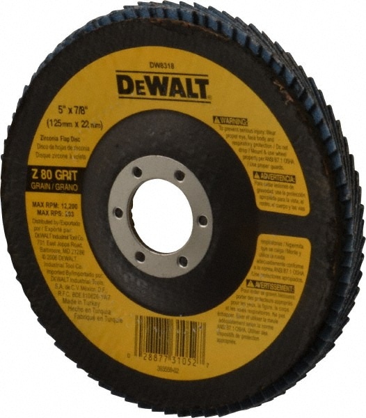 Flap Disc: 7/8" Hole, 80 Grit, Zirconia Alumina, Type 29