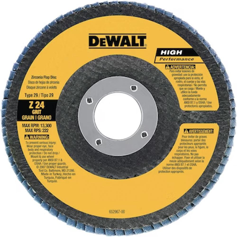 Flap Disc:  7" Dia, Zirconia Alumina, Type 29 - Coated, Extra Coarse Grade, Fiberglass-Backed, 8700 Max RPM