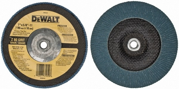 Flap Disc: 5/8-11 Hole, 80 Grit, Zirconia Alumina, Type 29