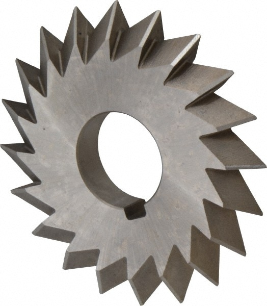 Double Angle Milling Cutter: 60 °, 4" Cut Dia, 1/2" Cut Width, 1-1/4" Arbor Hole, High Speed Steel