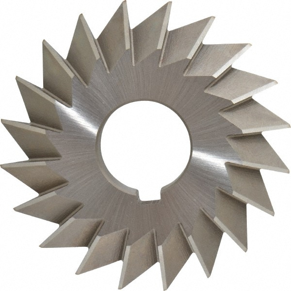 Double Angle Milling Cutter: 60 °, 4" Cut Dia, 3/4" Cut Width, 1-1/4" Arbor Hole, High Speed Steel