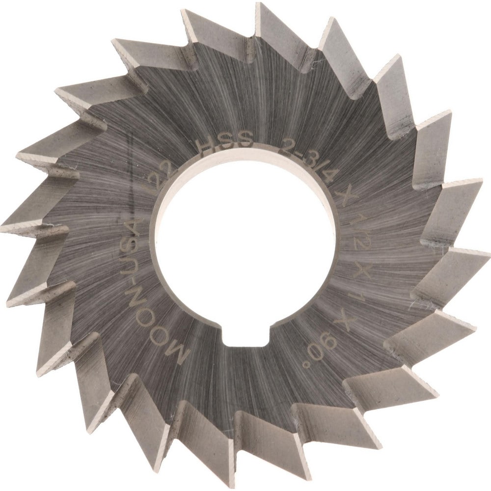 Double Angle Milling Cutter: 90 °, 2-3/4" Cut Dia, 1/2" Cut Width, 1" Arbor Hole, High Speed Steel