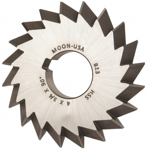 Made in USA DA4750-90 Double Angle Milling Cutter: 90 °, 4" Cut Dia, 3/4" Cut Width, 1-1/4" Arbor Hole, High Speed Steel Image