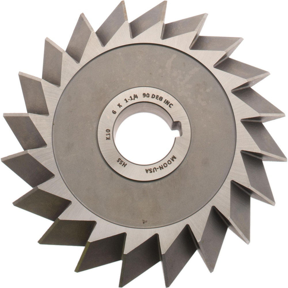 Double Angle Milling Cutter: 90 °, 6" Cut Dia, 1-1/4" Cut Width, 1-1/4" Arbor Hole, High Speed Steel