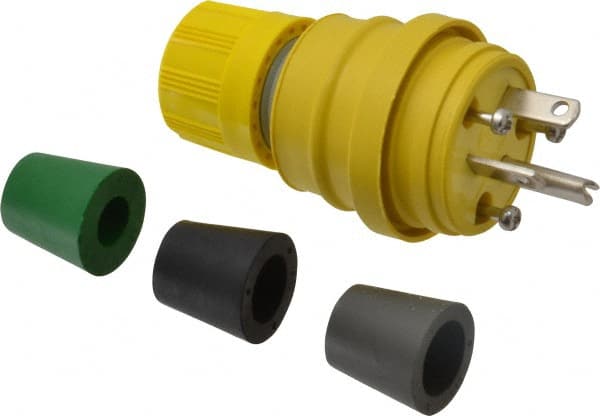 Locking Inlet: Plug, Industrial, 5-20, 125V, Yellow
