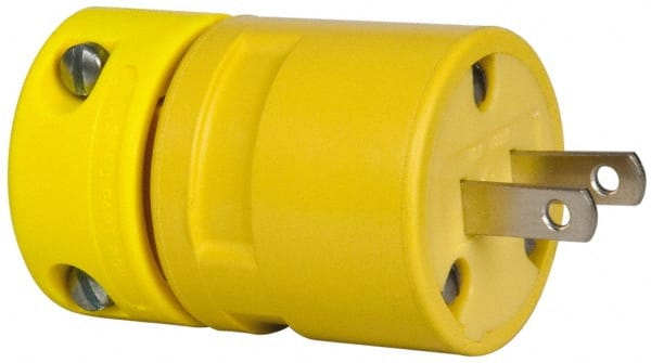 Straight Blade Plug: Industrial, 1-15R, 125VAC, Yellow