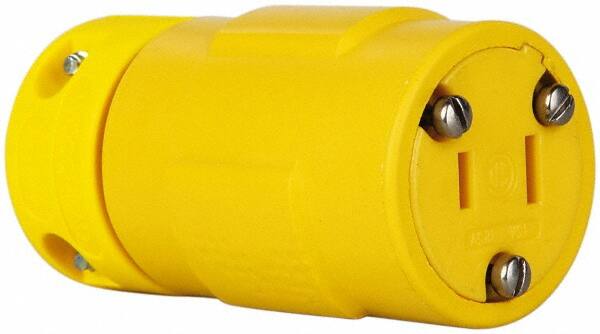 Straight Blade Connector: Industrial, 1-15R, 125VAC, Yellow