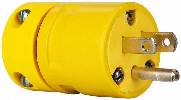 Straight Blade Plug: Industrial, 5-15, 125VAC, Yellow
