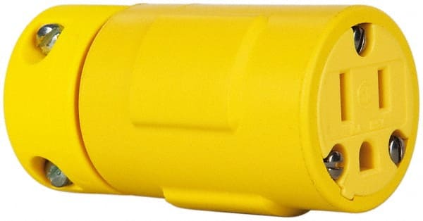 Straight Blade Connector: Industrial, 5-15, 125VAC, Yellow