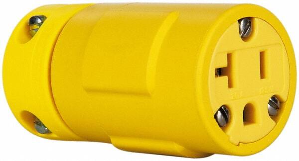 Straight Blade Connector: Industrial, 5-20, 125VAC, Yellow