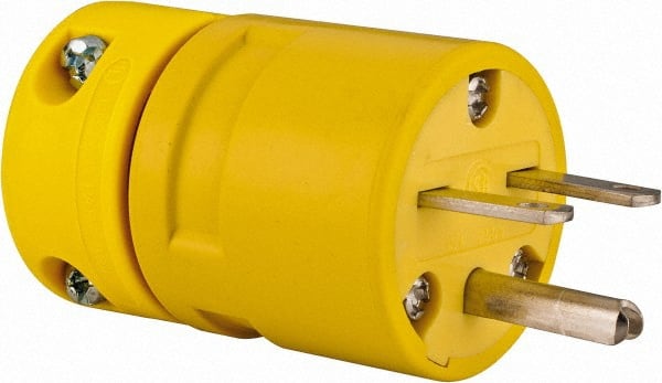 Straight Blade Plug: Industrial, 6-16, 250VAC, Yellow