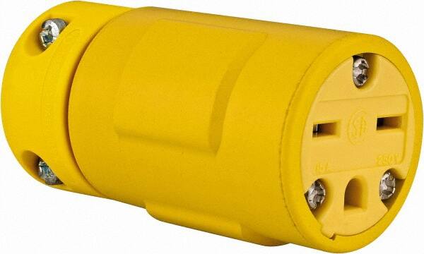 Straight Blade Connector: Industrial, 6-15, 250VAC, Yellow