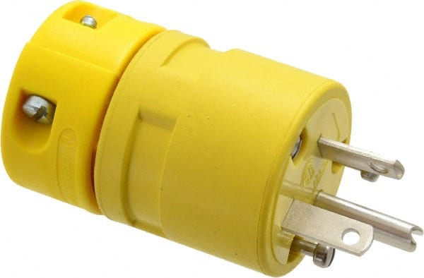 Straight Blade Plug: Industrial, 6-20, 250VAC, Yellow