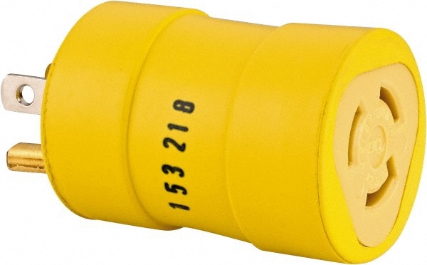 Woodhead Electrical 1712 1 Outlet, 125 VAC, 15 Amp, Yellow, Single Outlet Adapter Image