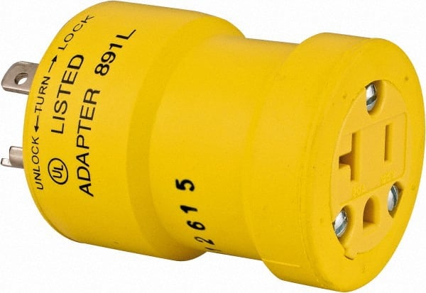 Woodhead Electrical 1740 1 Outlet, 125 VAC, 20 Amp, Yellow, Single Outlet Adapter 