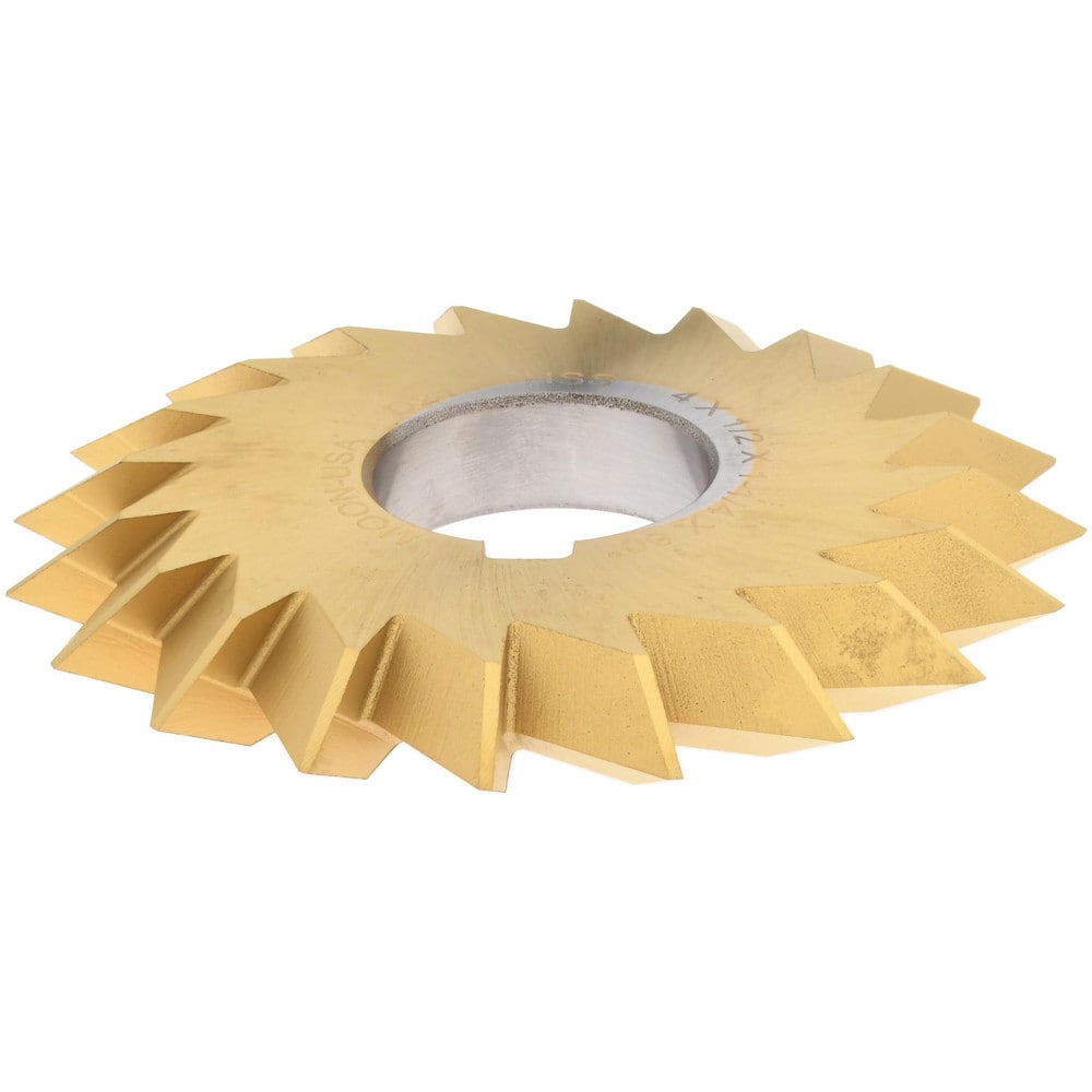 Double Angle Milling Cutter: 60 °, 4" Cut Dia, 1/2" Cut Width, 1-1/4" Arbor Hole, High Speed Steel