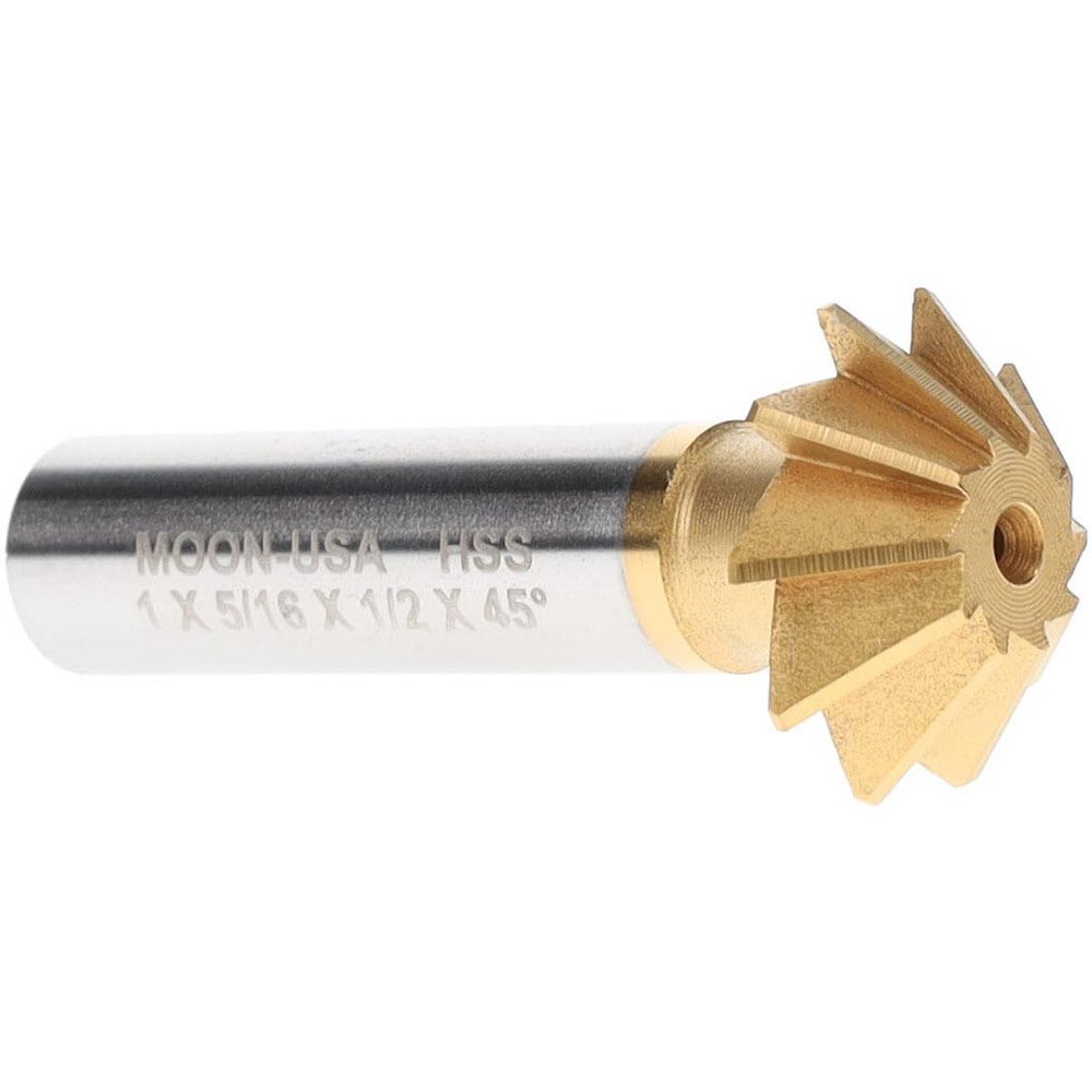 Made in USA SAC1000-45-TIN 1 x 5/16" 45° 10-Tooth High Speed Steel Single-Angle Cutter Image