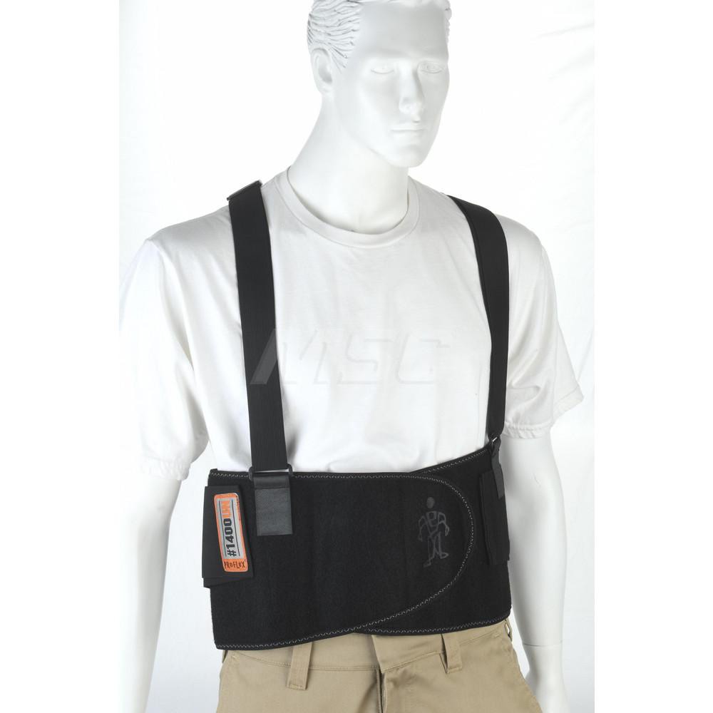 Back Support: Belt with Adjustable Shoulder Straps, One Size Fits All, 28  to 46 Waist, 8-3/4 Belt Width