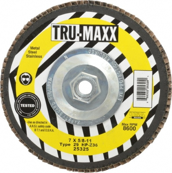 Tru-Maxx 25325 Flap Disc: 5/8-11 Hole, 36 Grit, Zirconia Alumina, Type 29 Image