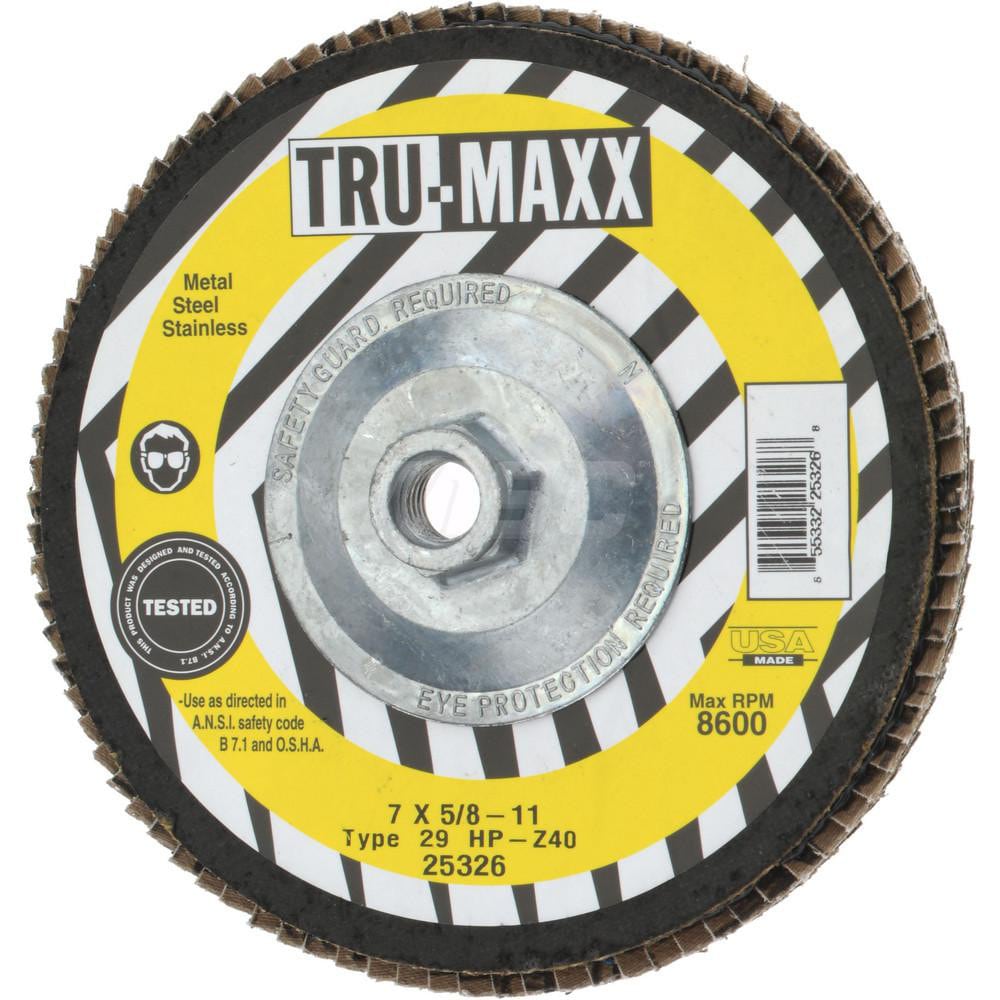 Tru-Maxx 25326 Flap Disc: 5/8-11 Hole, 40 Grit, Zirconia Alumina, Type 29 Image