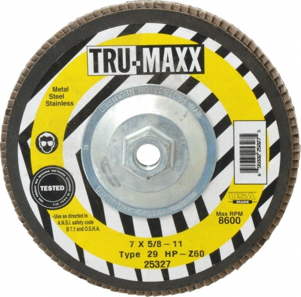 Tru-Maxx 25327 Flap Disc: 5/8-11 Hole, 60 Grit, Zirconia Alumina, Type 29 Image