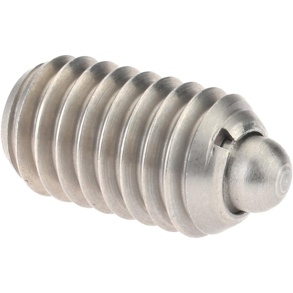 Threaded Spring Plunger: 3/8-16, 5/8" Thread Length, 0.186" Dia, 0.11" Projection
