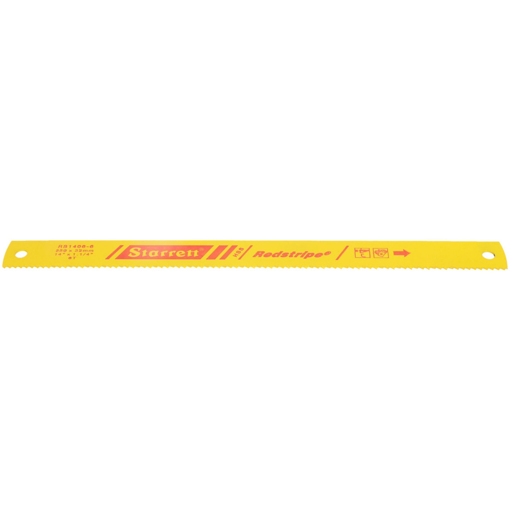 Starrett 14" 6 TPI High Speed Steel Power Hacksaw Blade - 1-1/4" Wide x 0.062" Thick, Toothed Edge, Constant Pitch Pattern | Part #40051