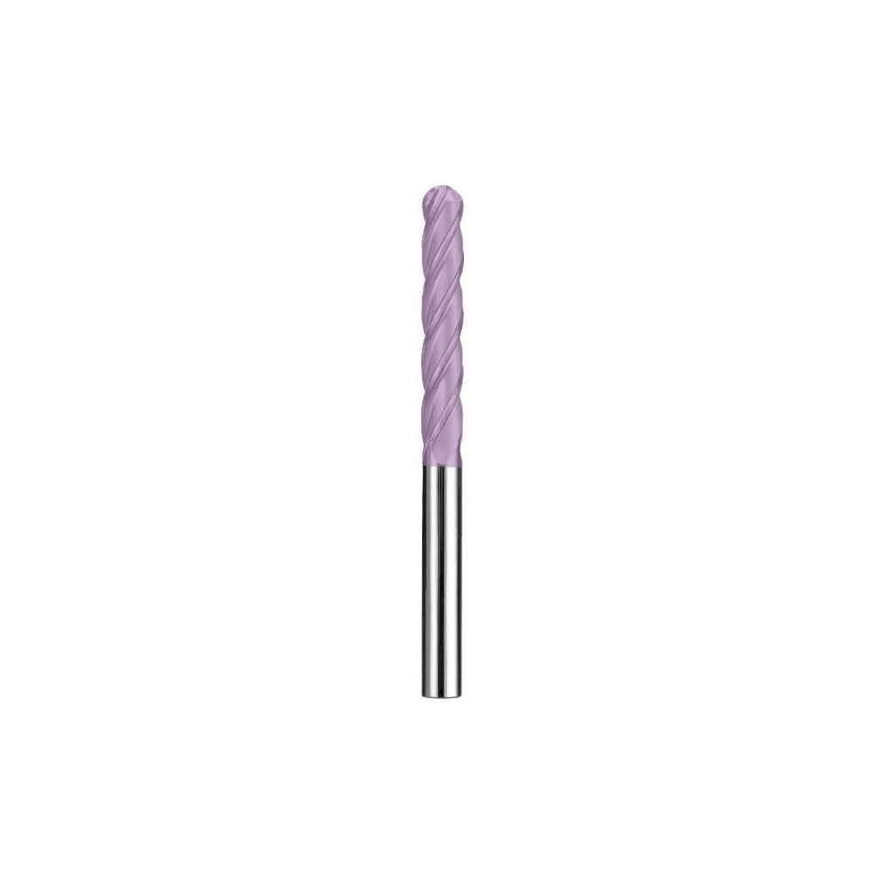 SGS Ball End Mill: 0.125" Dia, 1" LOC, 4 Flute, Solid Carbide - 3" OAL, 1/8" Shank Dia, 30 ° Helix, TiCN Coated, Single End, Series 1ELB