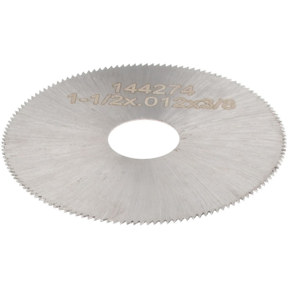 Jeweler's Saw: 1-1/2" Dia, 0.012" Thick, 3/8" Arbor Hole, 140 Teeth, High Speed Steel