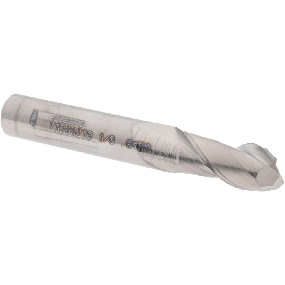12181410 Corner Radius End Mill: 3/8" Dia, 7/8" LOC, 0.045" Radius, 2 Flutes, Solid Carbide  