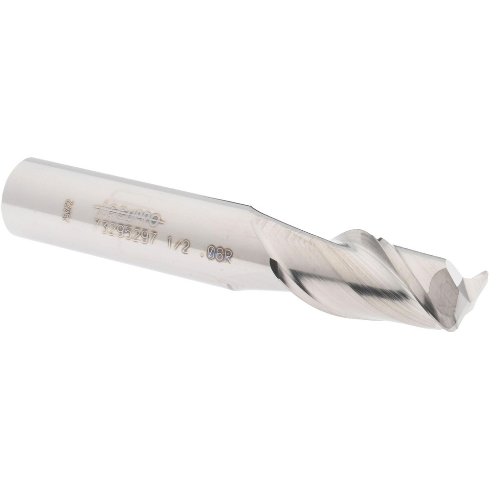 12181468 Corner Radius End Mill: 1/2" Dia, 1" LOC, 0.06" Radius, 2 Flutes, Solid Carbide  