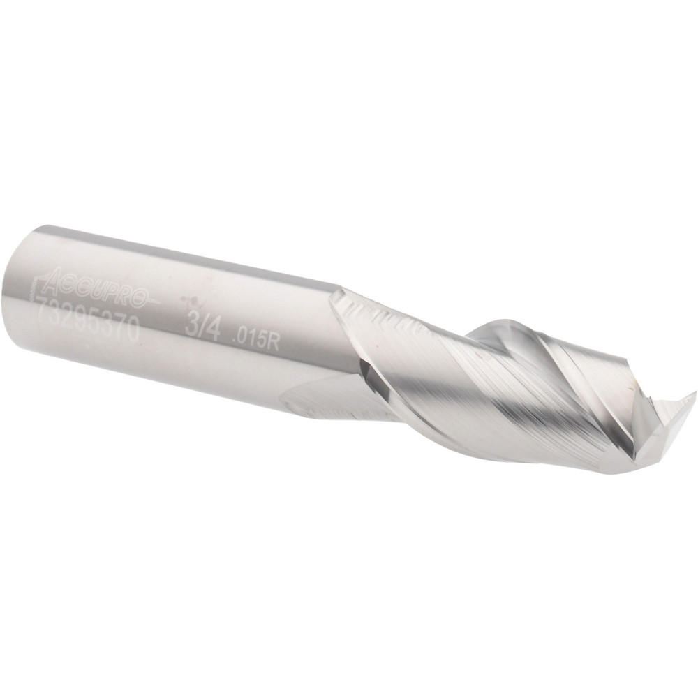Accupro 12181533 Corner Radius End Mill: 3/4" Dia, 1-1/2" LOC, 0.015" Radius, 2 Flutes, Solid Carbide Image