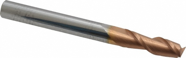 12181339 Corner Radius End Mill: 1/4" Dia, 3/4" LOC, 0.015" Radius, 2 Flutes, Solid Carbide  