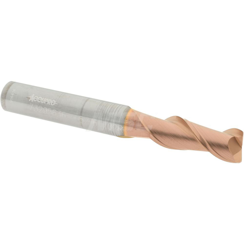 12181376 Corner Radius End Mill: 5/16" Dia, 3/4" LOC, 0.02" Radius, 2 Flutes, Solid Carbide  