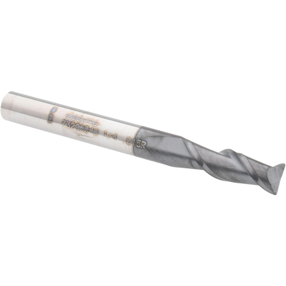 12181347 Corner Radius End Mill: 1/4" Dia, 3/4" LOC, 0.015" Radius, 2 Flutes, Solid Carbide  