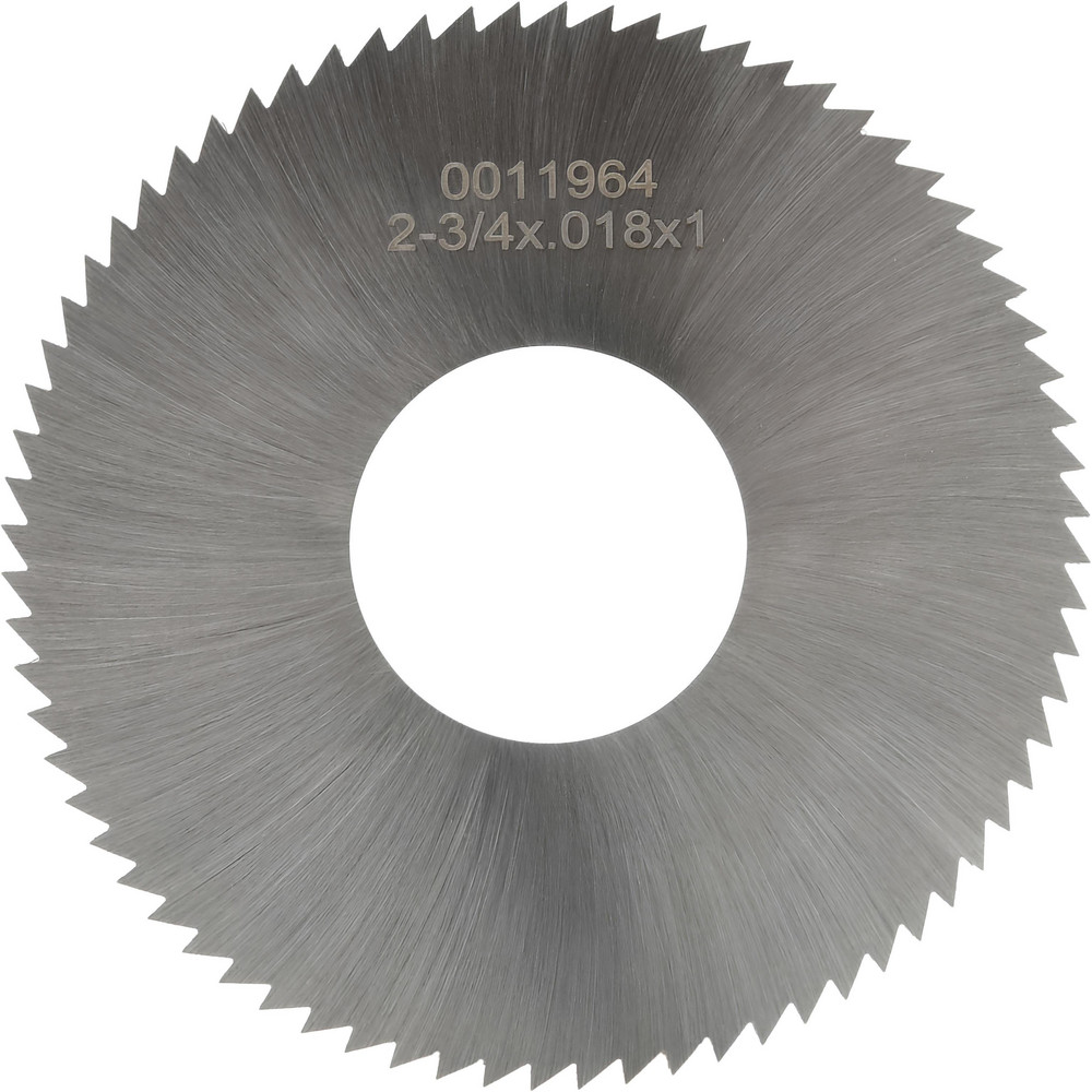 Slitting & Slotting Saw: 2-3/4" Dia, 0.018" Thick, 1" Arbor Hole, 72 Teeth, High Speed Steel