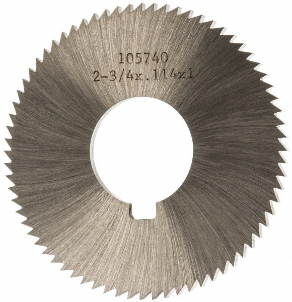 Slitting & Slotting Saw: 2-3/4" Dia, 0.114" Thick, 1" Arbor Hole, 72 Teeth, High Speed Steel