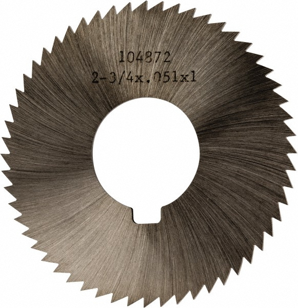 Slitting & Slotting Saw: 2-3/4" Dia, 0.051" Thick, 1" Arbor Hole, 56 Teeth, High Speed Steel