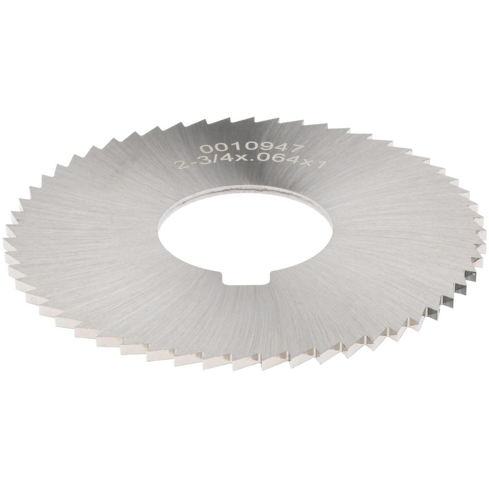 Slitting & Slotting Saw: 2-3/4" Dia, 0.064" Thick, 1" Arbor Hole, 56 Teeth, High Speed Steel