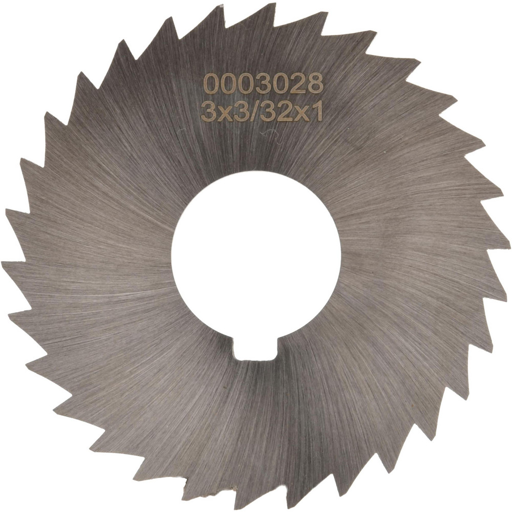 Slitting & Slotting Saw: 3" Dia, 3/32" Thick, 1" Arbor Hole, 30 Teeth, High Speed Steel