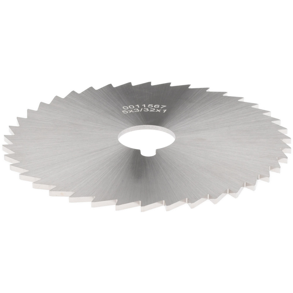 Slitting & Slotting Saw: 5" Dia, 3/32" Thick, 1" Arbor Hole, 40 Teeth, High Speed Steel