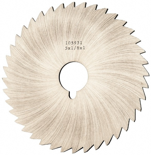 Made in USA OMSLF12540 Slitting & Slotting Saw: 5" Dia, 1/8" Thick, 1" Arbor Hole, 40 Teeth, High Speed Steel Image