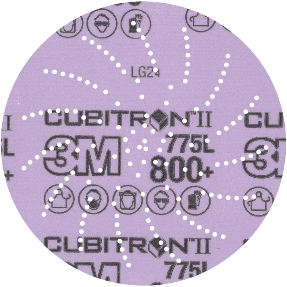 Hook & Loop Disc: 5" Dia, 800 Grit, Coated, Precision Shaped Ceramic - Film Backing, Series 775L
