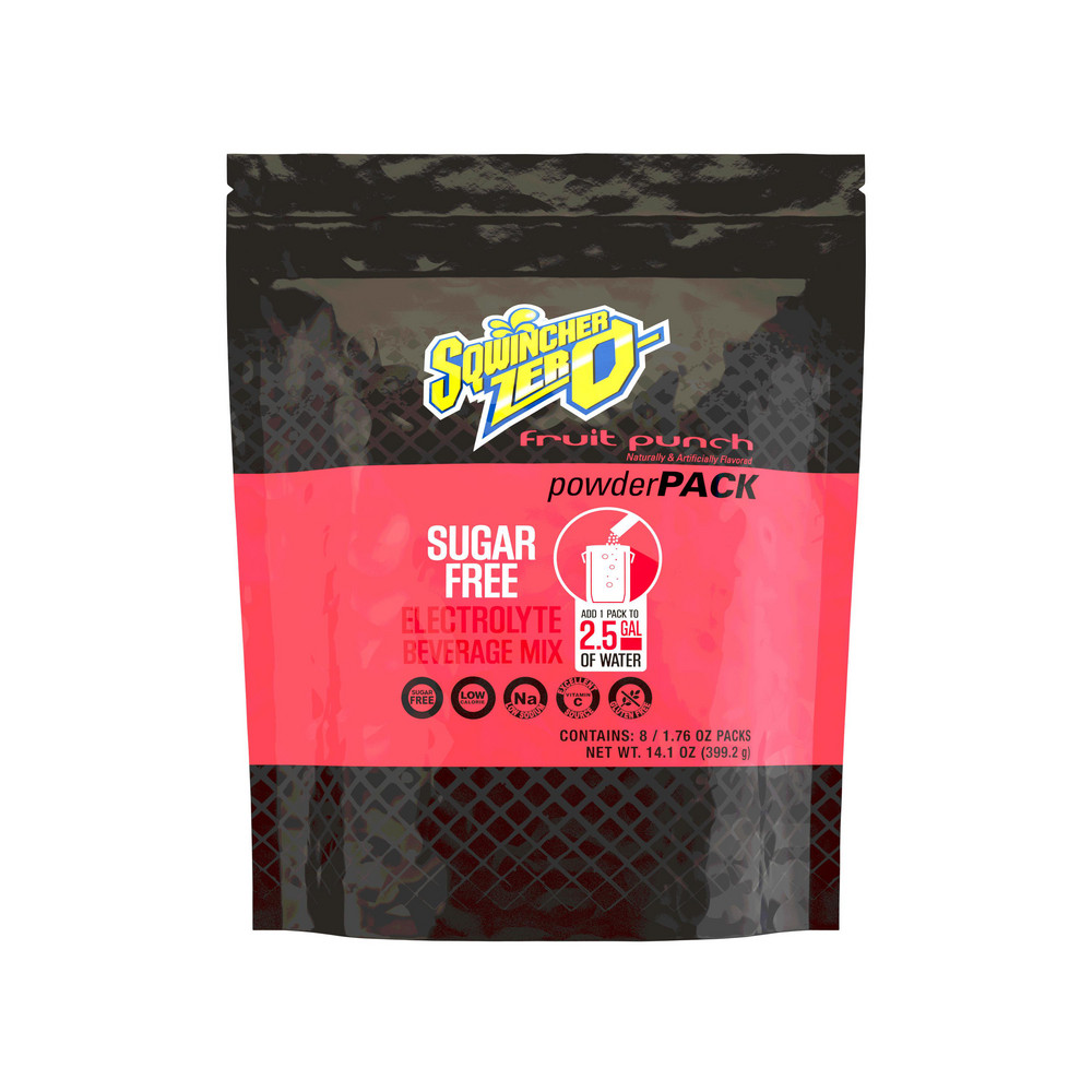 Sqwincher Sports Drink: 1.76 oz Packet, Fruit Punch, Powder, Yields 2.50 gal