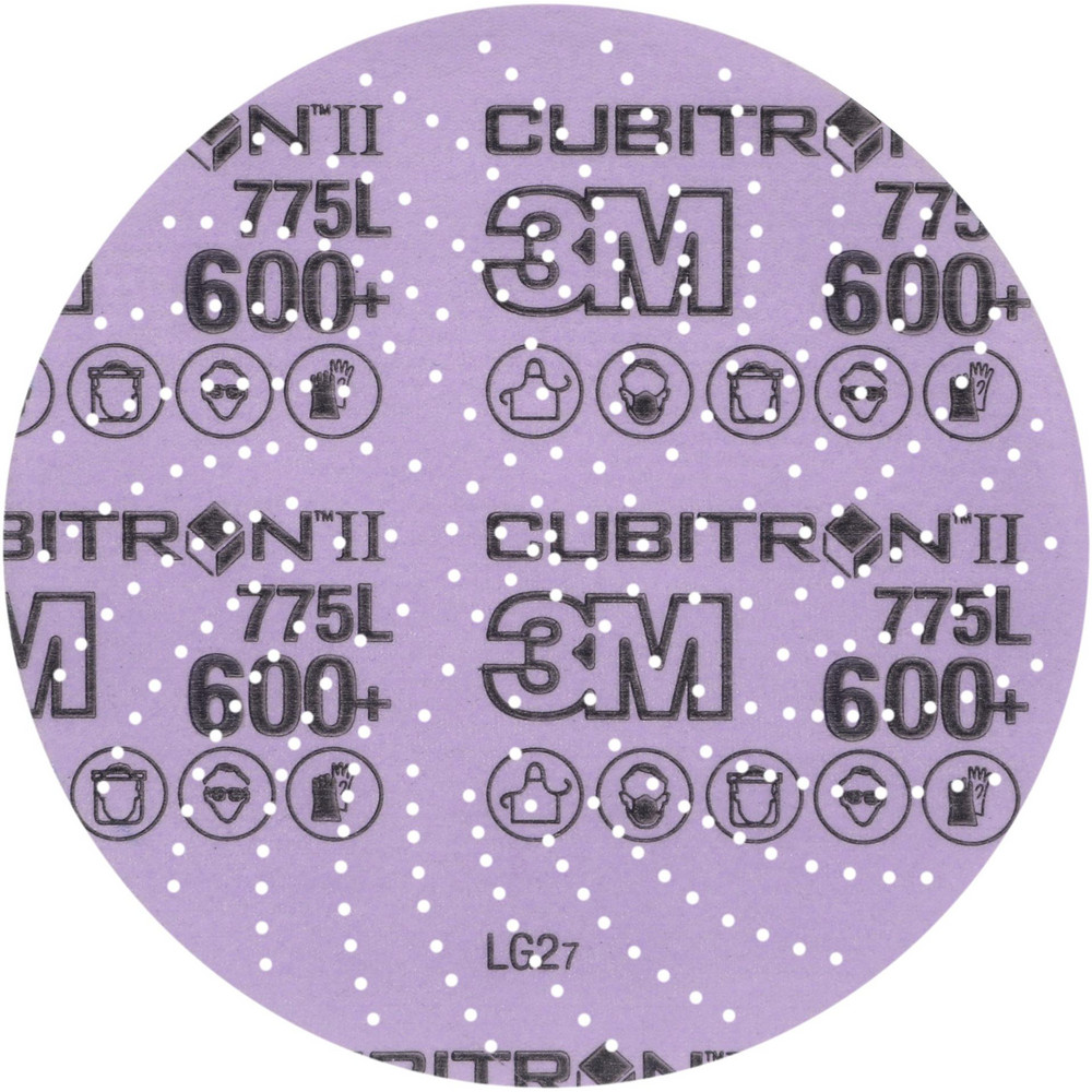 Hook & Loop Disc: 6" Dia, 600 Grit, Coated, Precision Shaped Ceramic - Film Backing, Series 775L