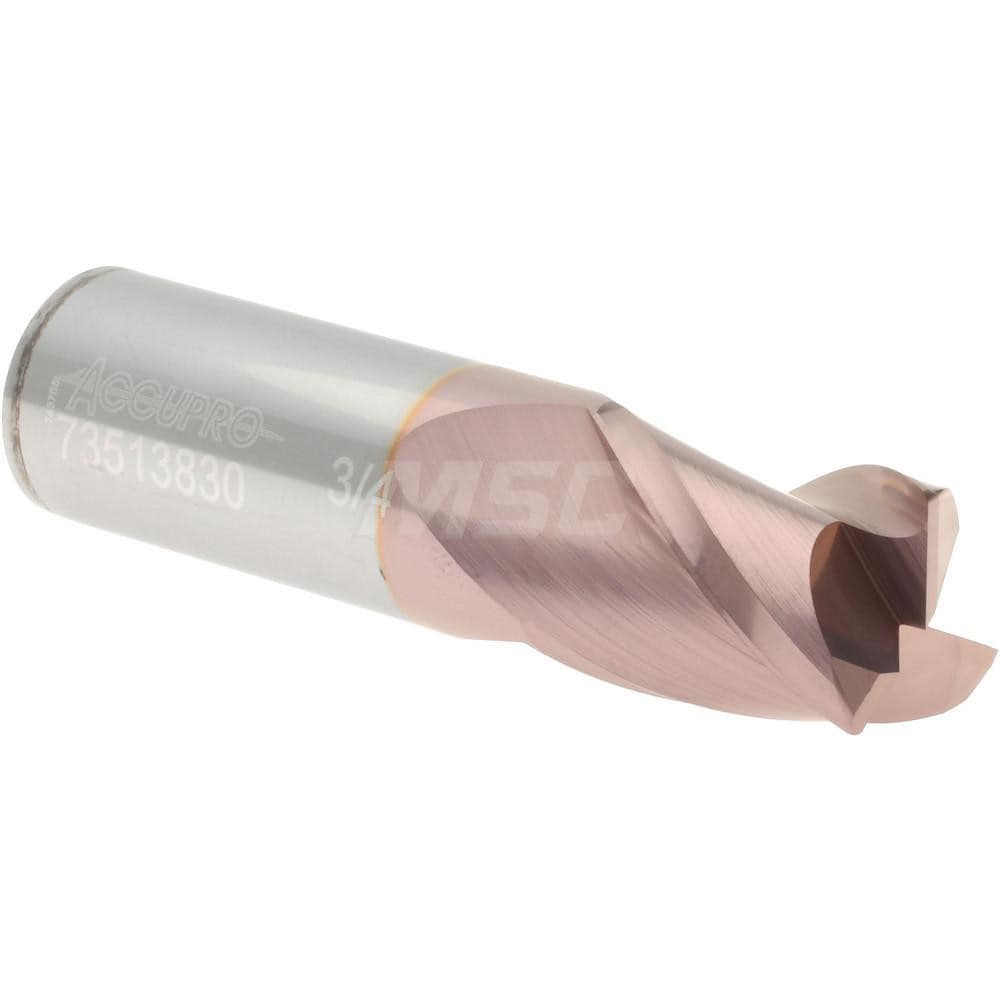 Accupro 12179376 Corner Radius End Mill: 3/4" Dia, 1" LOC, 0.03" Radius, 3 Flutes, Solid Carbide Image